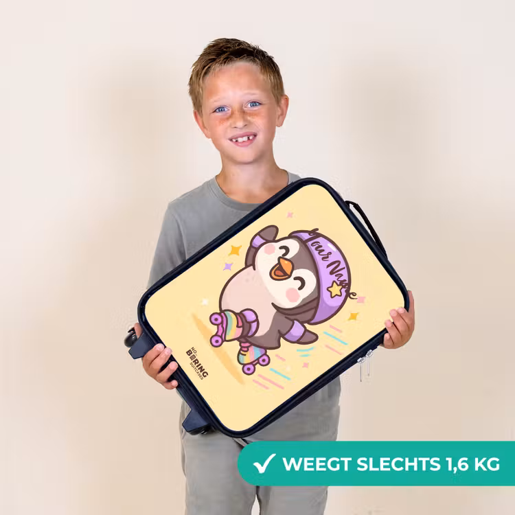 Kawai - Pinguin - Rolschaatsen Kinderkoffer - Zwart klein -sfeer4_NL