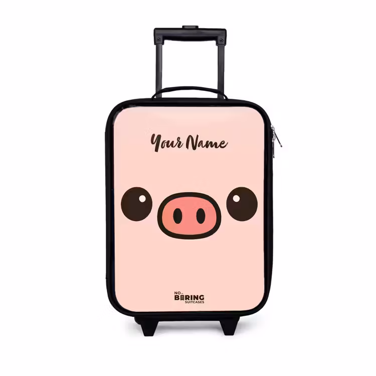 Kawai - Varken - Roze Kinderkoffer - Zwart klein -3d