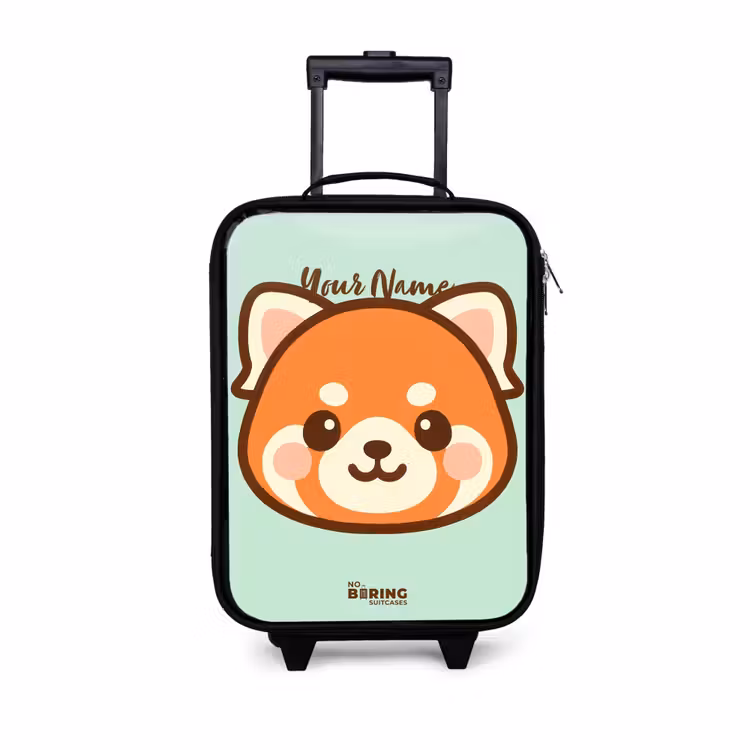 Kawai - Rode panda - Groen Kinderkoffer - Zwart klein -3d