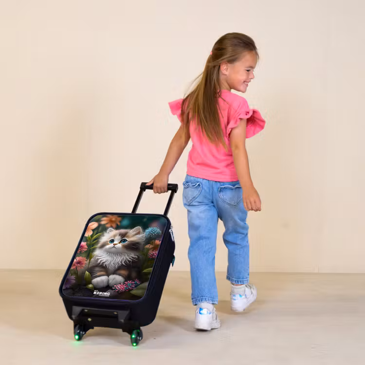 Kitten tussen bloemen Kinderkoffer - Zwart klein -sfeer1