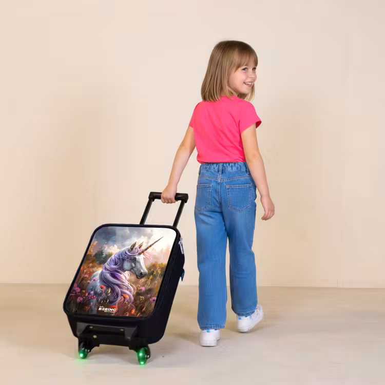Lavendel lentehoorn Kinderkoffer - Zwart klein -sfeer1