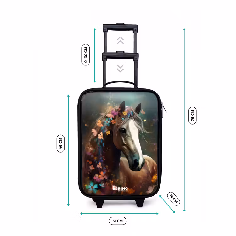 Lichtbruin paard tussen de bloemen Kinderkoffer - Zwart klein -productfoto_formaten