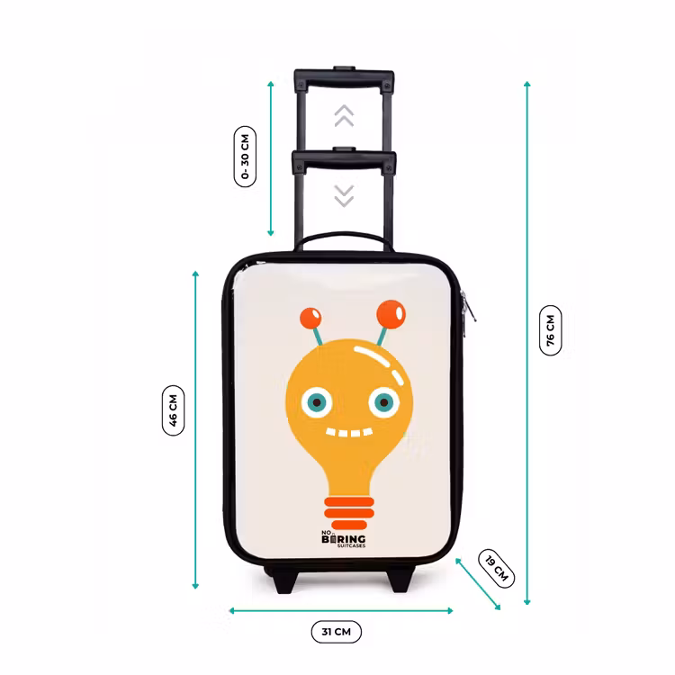 Gloeilamp robot met grote ogen Kinderkoffer - Zwart klein -productfoto_formaten