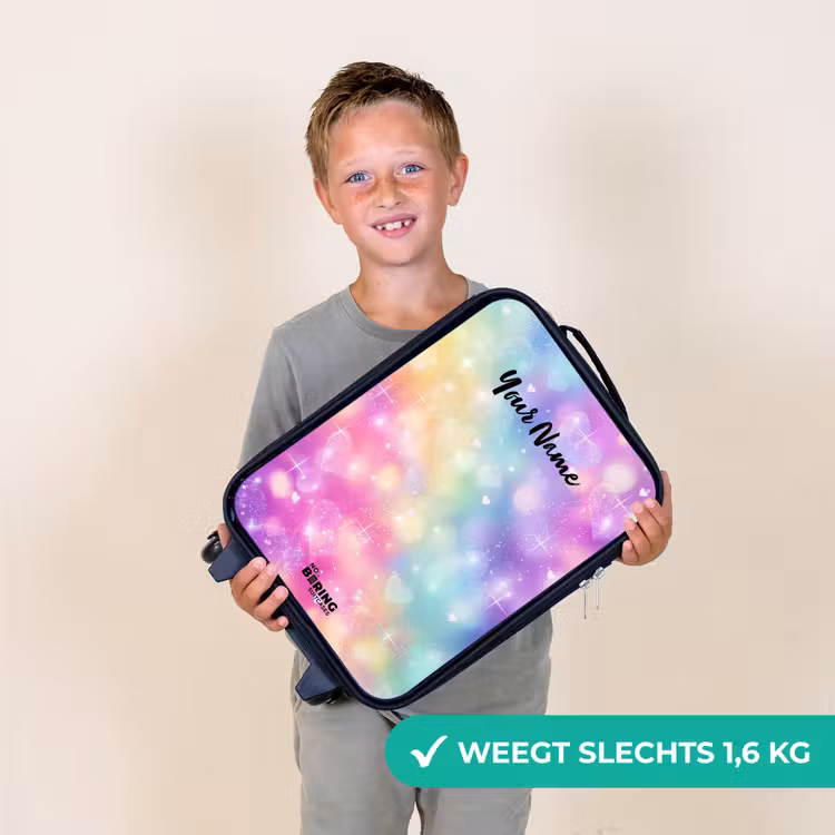Licht - Regenboog - Hartjes Kinderkoffer - Zwart klein -sfeer4_NL