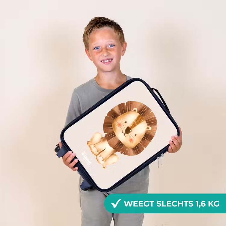 Leeuw illustratie met beige achtergrond Kinderkoffer - Zwart klein -sfeer4_NL