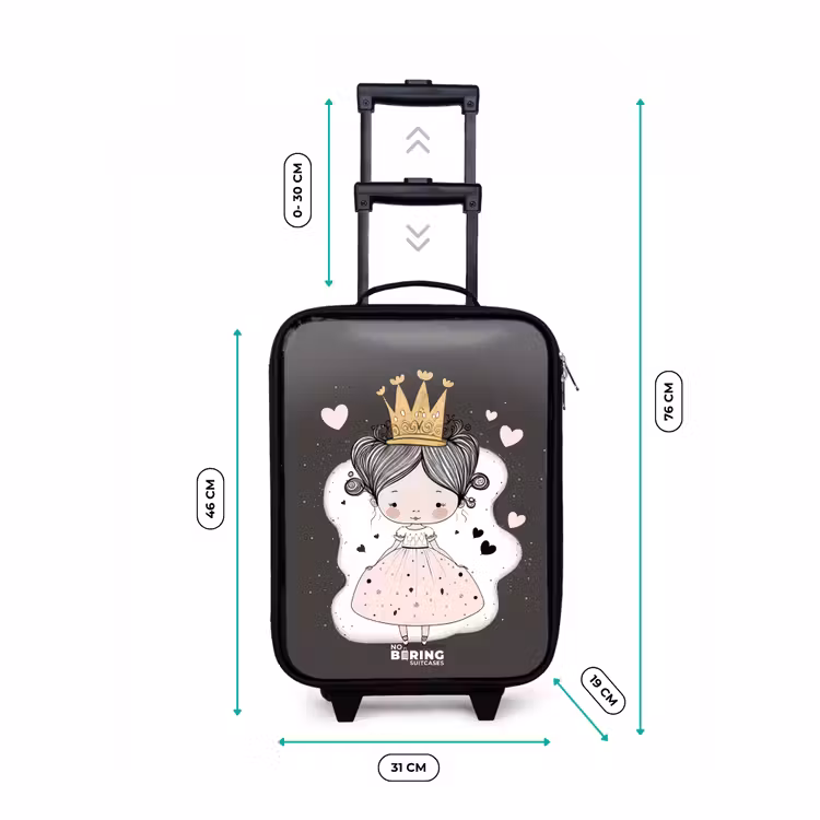 Kleine prinses op zwarte achtergrond Kinderkoffer - Zwart klein -productfoto_formaten
