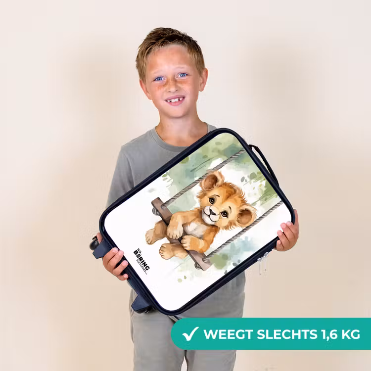 Lucas leeuw Kinderkoffer - Zwart klein -sfeer4_NL