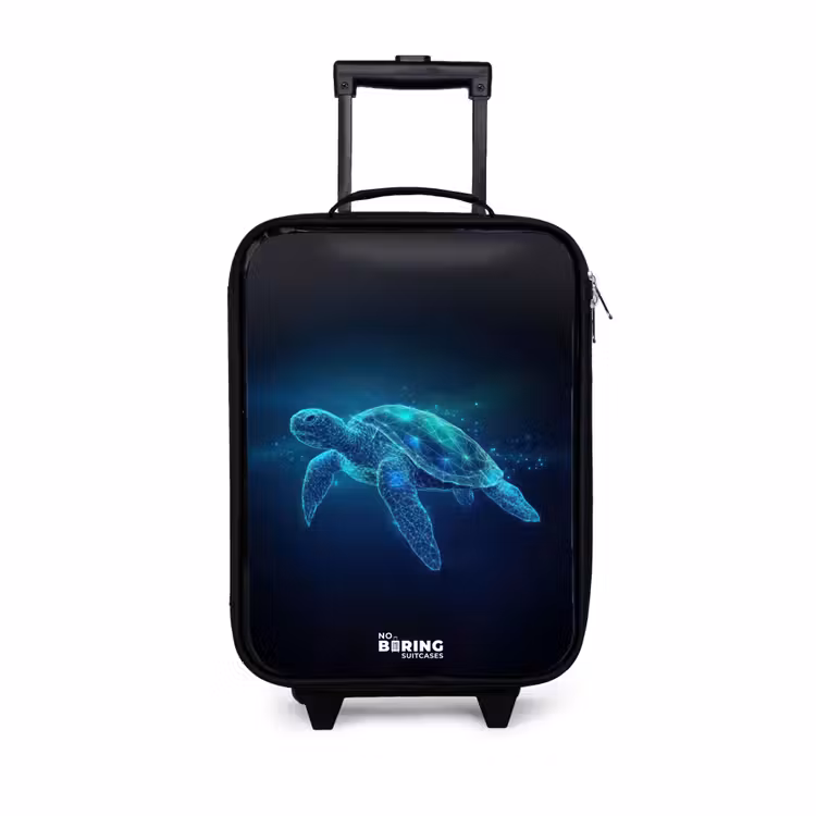 Lichtgevende schildpad in digitale oceaan Kinderkoffer - Zwart klein -3d