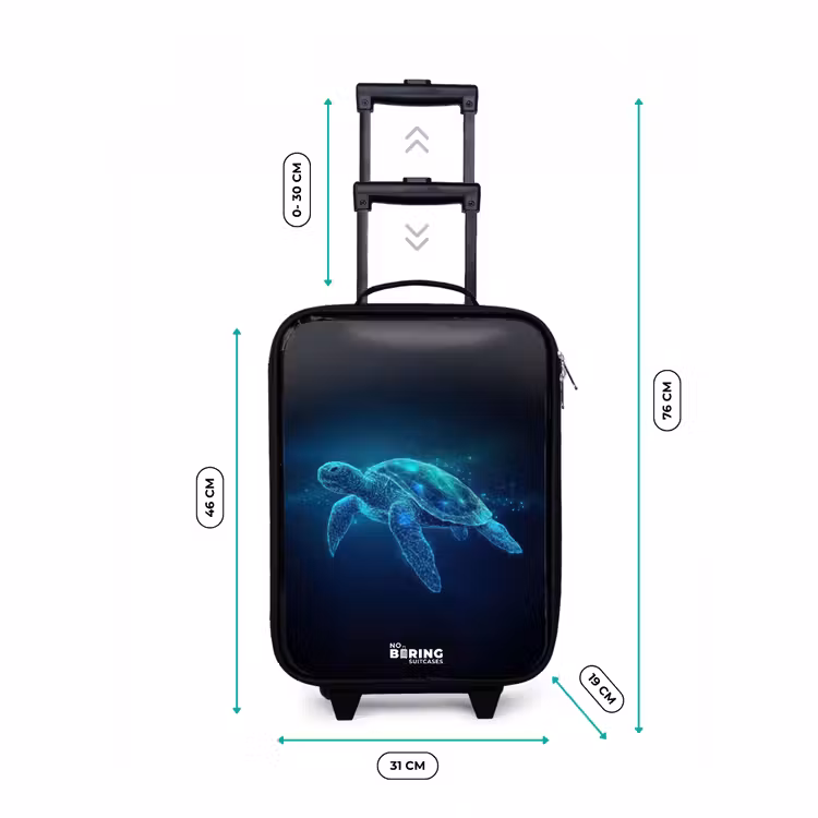 Lichtgevende schildpad in digitale oceaan Kinderkoffer - Zwart klein -productfoto_formaten