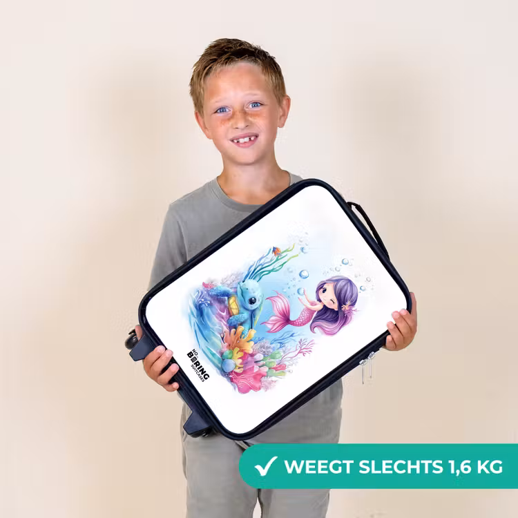 Zeemeermin met blauw schildpad tussen koraal Kinderkoffer - Zwart klein -sfeer4_NL