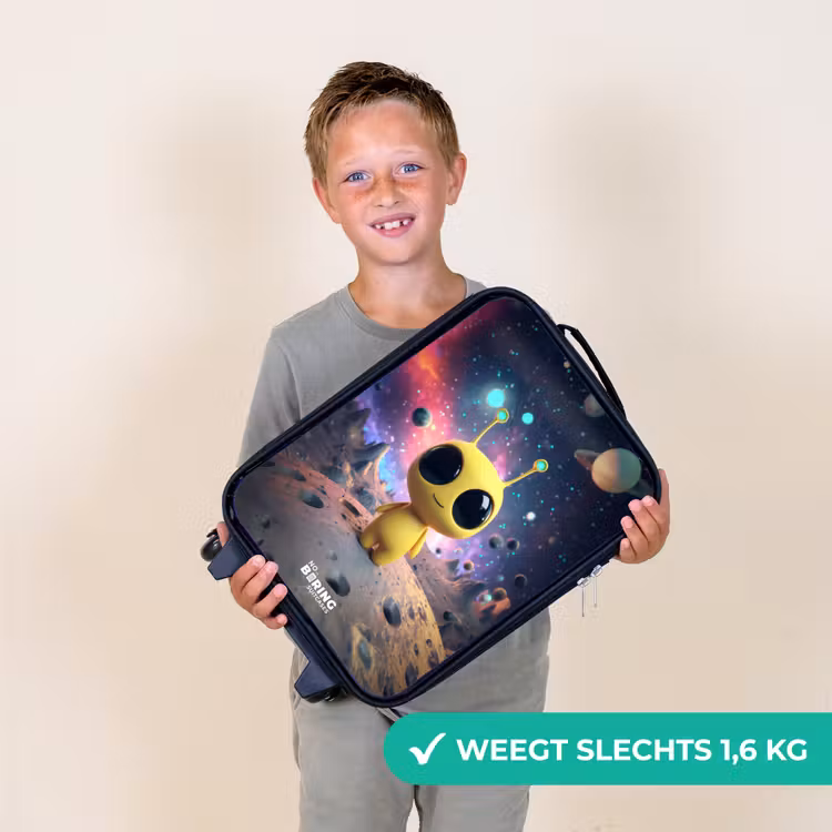 Vrolijk buitenaards wezentje Kinderkoffer - Zwart klein -sfeer4_NL