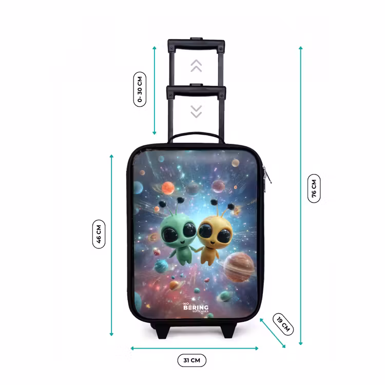 Vrolijke buitenaardse vrienden Kinderkoffer - Zwart klein -productfoto_formaten