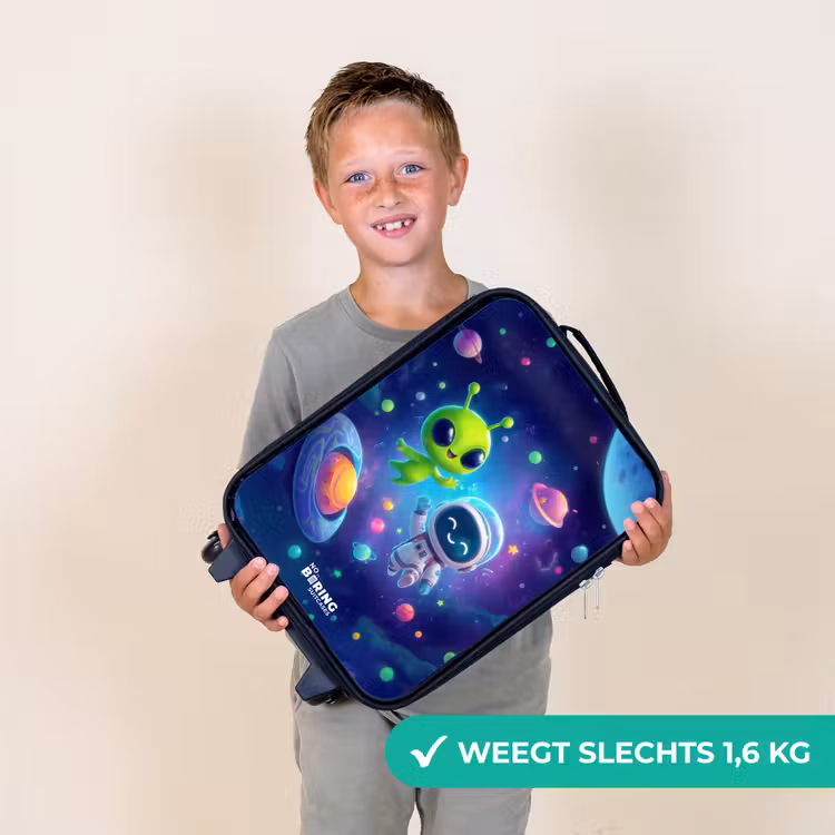 Vrolijke Ontmoeting in de Ruimte Kinderkoffer - Zwart klein -sfeer4_NL