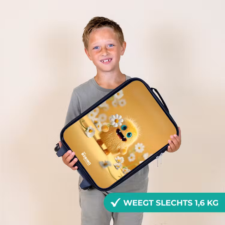 Monster - Wezen - Bloem - Geel Kinderkoffer - Zwart klein -sfeer4_NL