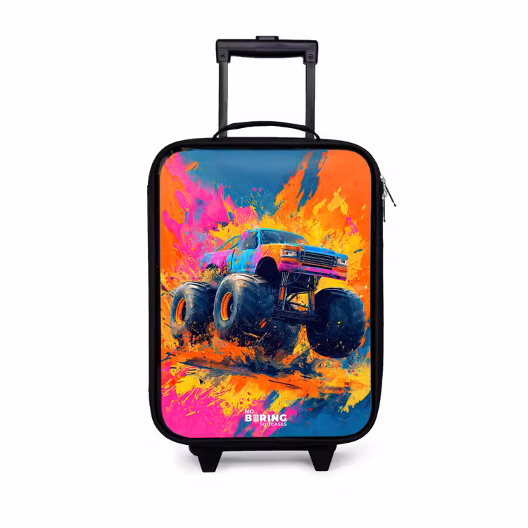 Monstertruck - Verfspatten - Kleurrijk - Explosie Kinderkoffer - Zwart klein -3d