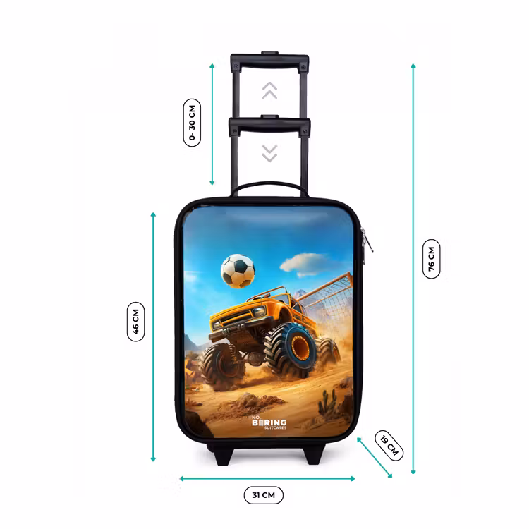 Monstertruck scoort goal in woestijnstadion Kinderkoffer - Zwart klein -productfoto_formaten