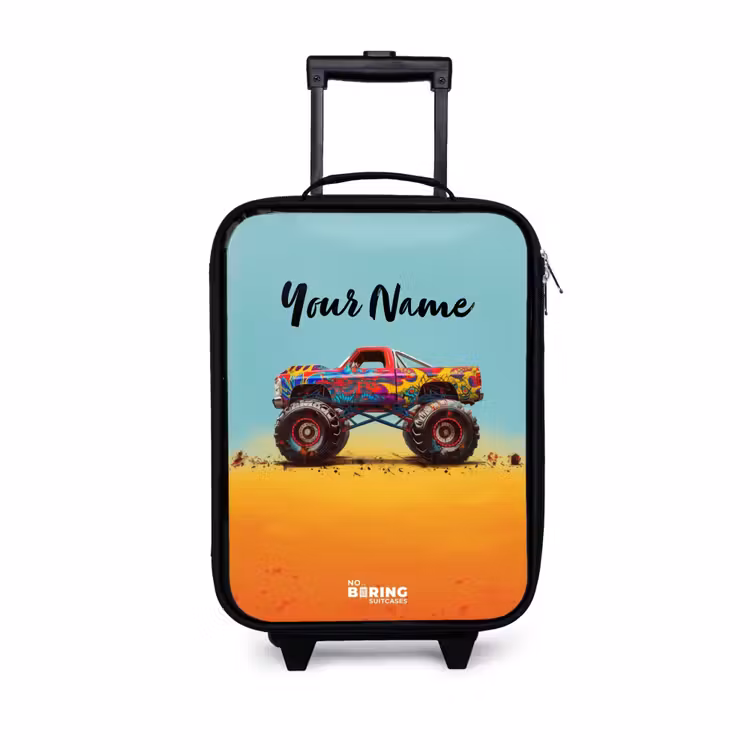 Monstertruck met Graffiti Print in het Zand Kinderkoffer - Zwart klein -3d
