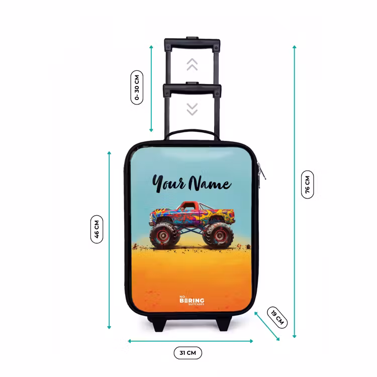 Monstertruck met Graffiti Print in het Zand Kinderkoffer - Zwart klein -productfoto_formaten
