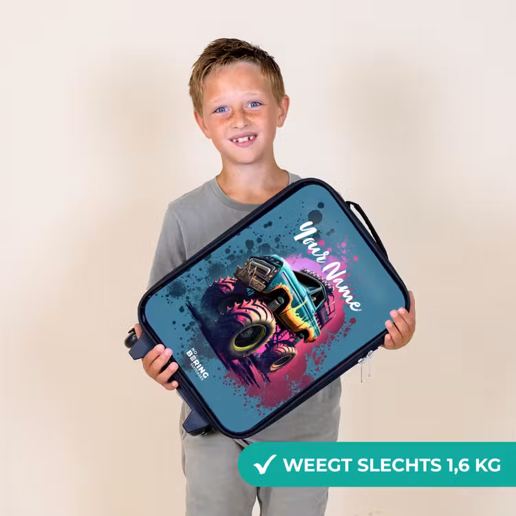 Monster Wheels Kinderkoffer - Zwart klein -sfeer4_NL