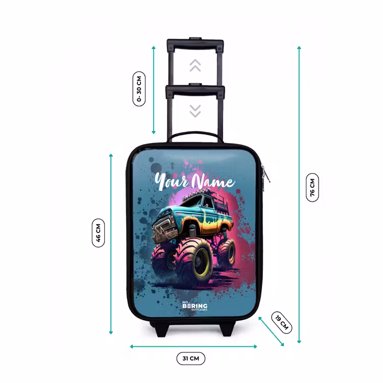 Monster Wheels Kinderkoffer - Zwart klein -productfoto_formaten