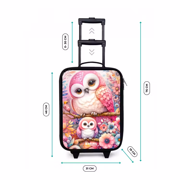 Moeder uil met kuiken tussen kleurrijke bloemen Kinderkoffer - Zwart klein -productfoto_formaten