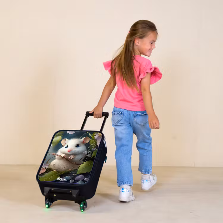 Muisje omringd door bladeren Kinderkoffer - Zwart klein -sfeer1