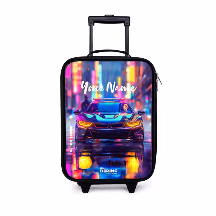 Neon nightcar Kinderkoffer - Zwart klein -3d