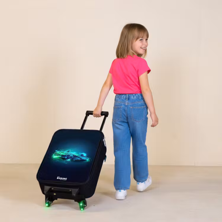 Neon racewagen in digitale stijl Kinderkoffer - Zwart klein -sfeer1