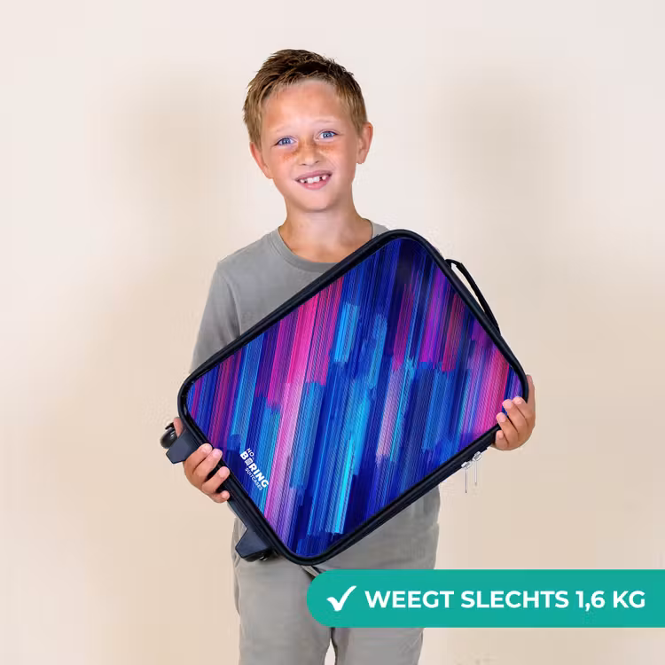Neon - Strepen - Abstract - Blauw - Roze Kinderkoffer - Zwart klein -sfeer4_NL