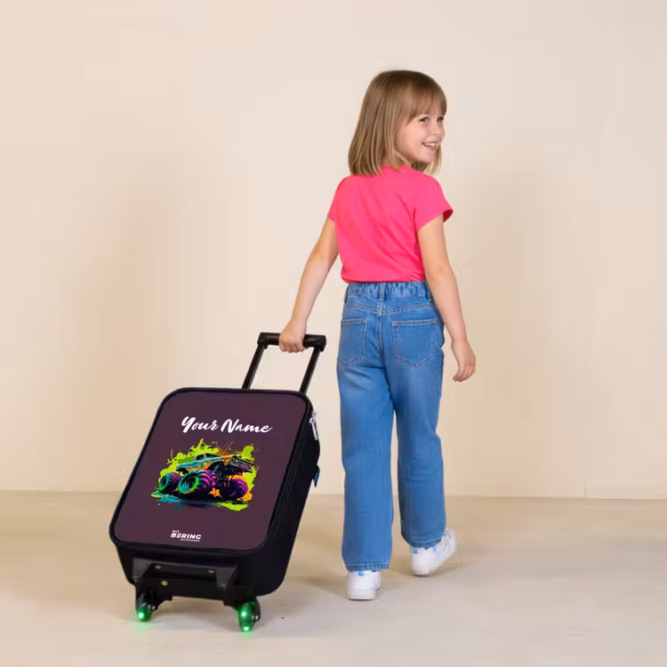 Neon Wheels Kinderkoffer - Zwart klein -sfeer1