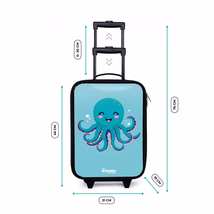 Octopus - Water - Blauw Kinderkoffer - Zwart klein -productfoto_formaten