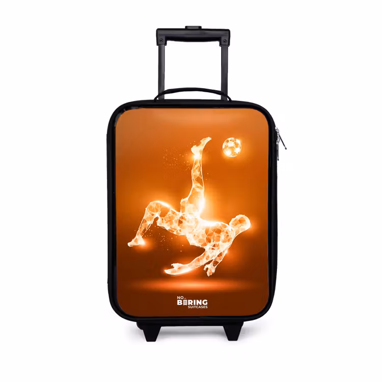 Oranje lichtvoetballer in zweefmoment Kinderkoffer - Zwart klein -3d