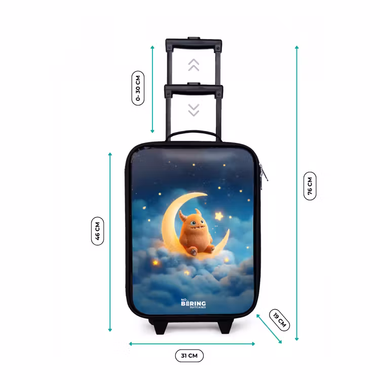 Oranje monster op maansikkel Kinderkoffer - Zwart klein -productfoto_formaten