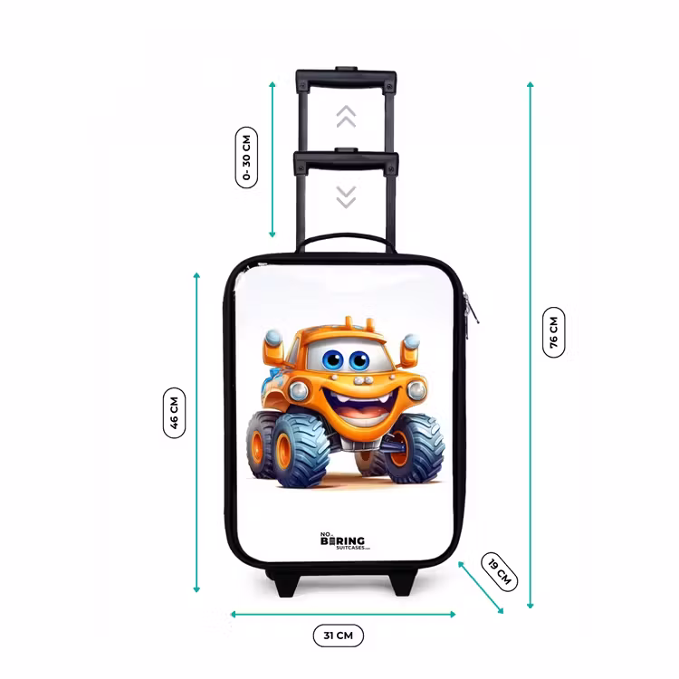 Oranje monstertruck die lacht Kinderkoffer - Zwart klein -productfoto_formaten
