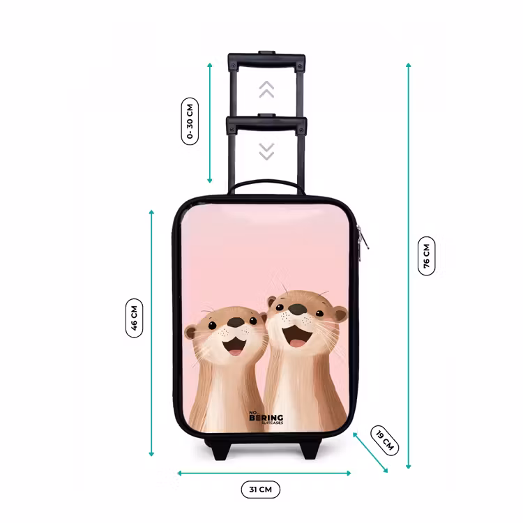 Otters - Lachen - Roze - Illustratie Kinderkoffer - Zwart klein -productfoto_formaten