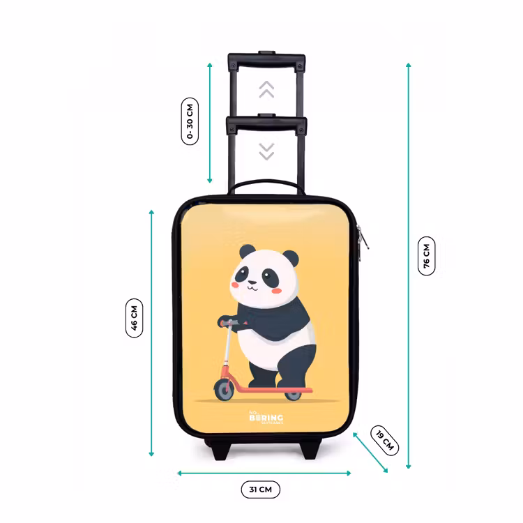 Panda - Step - Geel Kinderkoffer - Zwart klein -productfoto_formaten