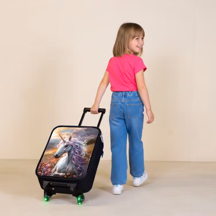 Pastel parelhoorn Kinderkoffer - Zwart klein -sfeer1