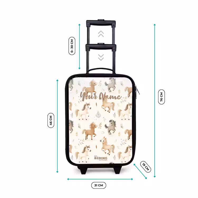 Patroon van veulens in beige en bruin kleuren Kinderkoffer - Zwart klein -productfoto_formaten