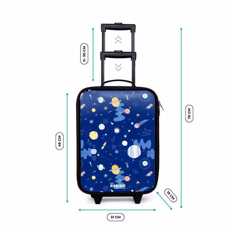 Patroon van planeten op een donkere achtergrond Kinderkoffer - Zwart klein -productfoto_formaten