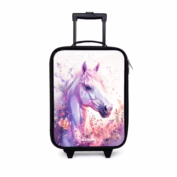 Parelachtige Pony Kinderkoffer - Zwart klein -3d