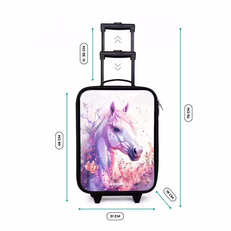 Parelachtige Pony Kinderkoffer - Zwart klein -productfoto_formaten