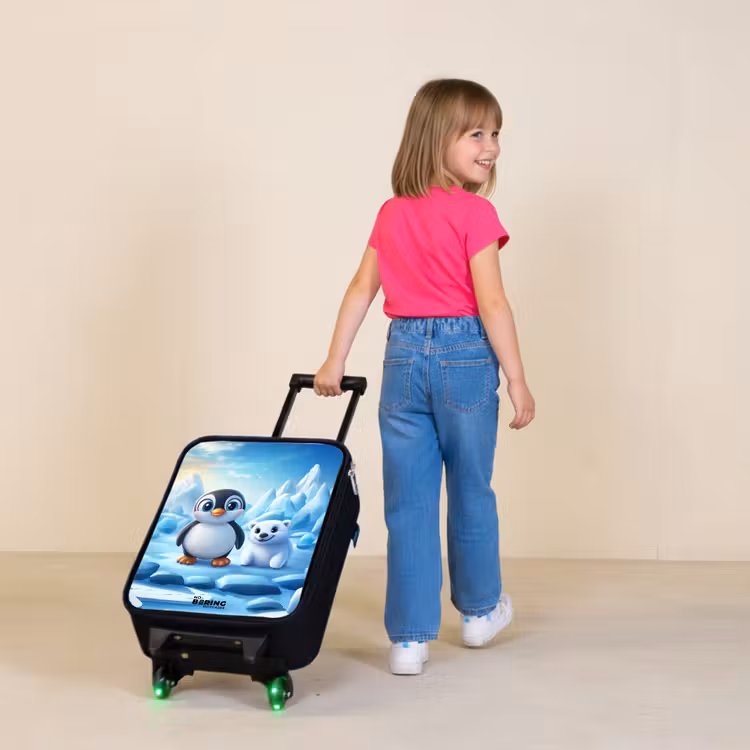 Pinguïn en ijsbeertje op ijsschotsen Kinderkoffer - Zwart klein -sfeer1