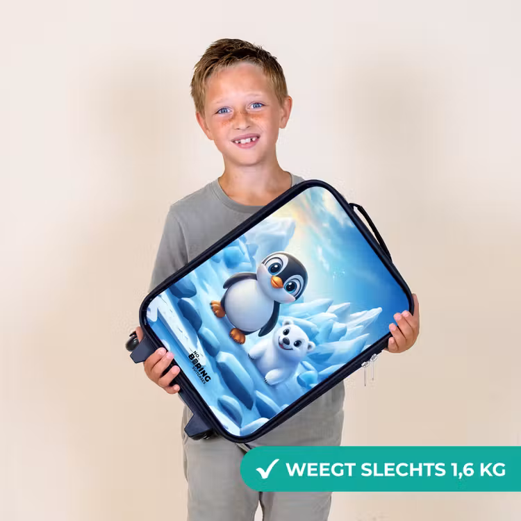 Pinguïn en ijsbeertje op ijsschotsen Kinderkoffer - Zwart klein -sfeer4_NL