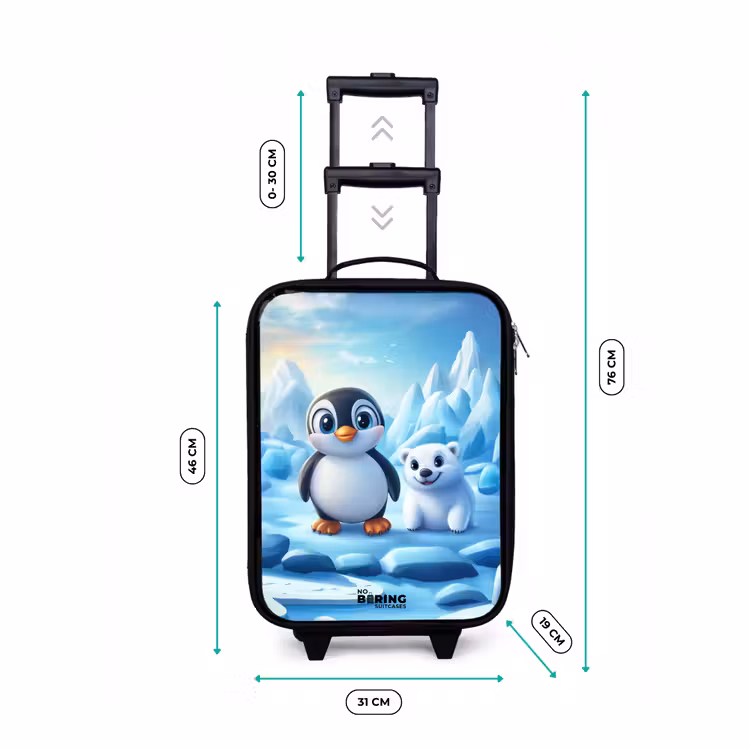 Pinguïn en ijsbeertje op ijsschotsen Kinderkoffer - Zwart klein -productfoto_formaten