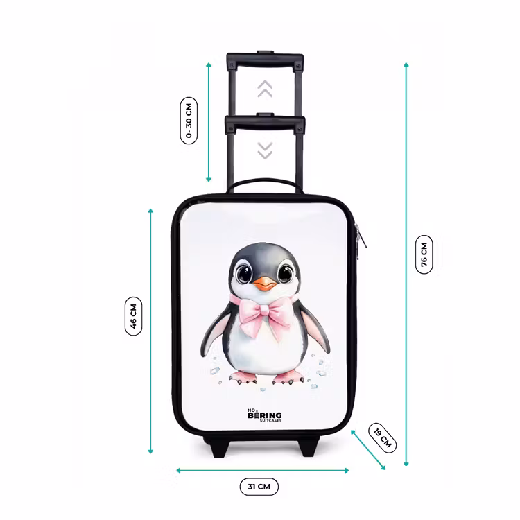 Pinguïn met roze strik en ijsdruppels Kinderkoffer - Zwart klein -productfoto_formaten