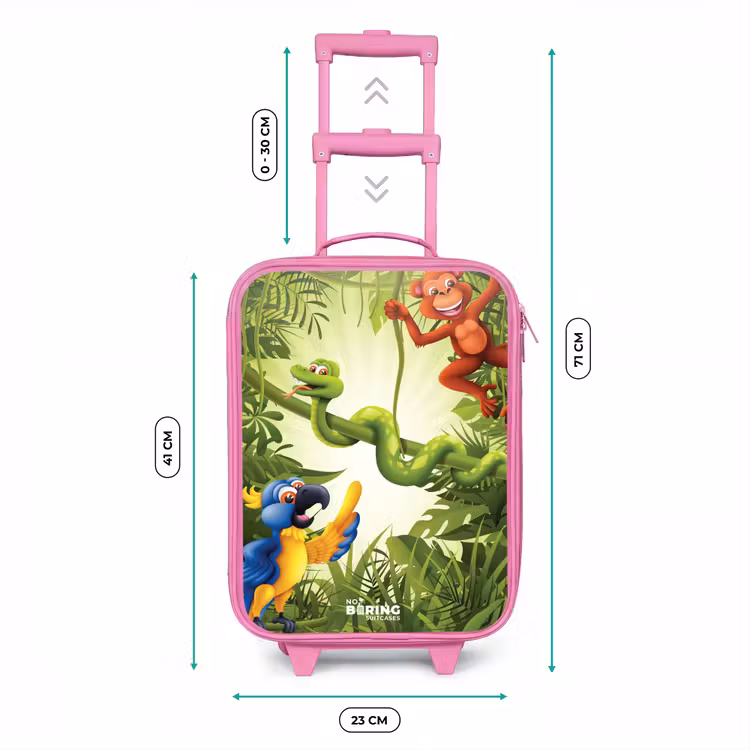 Dieren in de jungle Kinderkoffer - Roze klein -productfoto_formaten