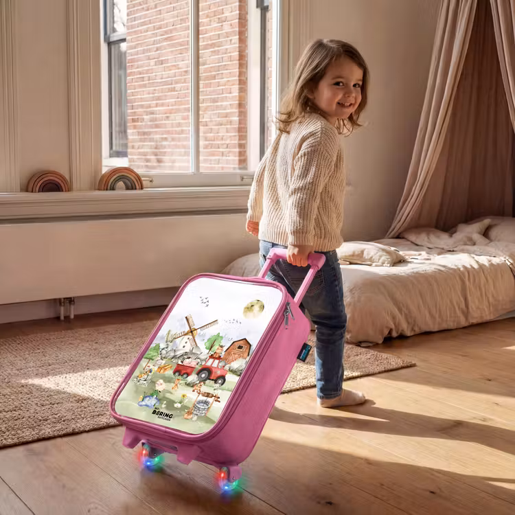 dieren op een boederij Kinderkoffer - Roze klein -sfeer1
