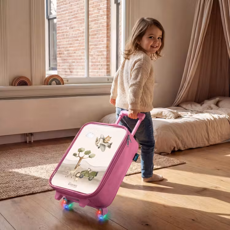 Dieren op safari Kinderkoffer - Roze klein -sfeer1