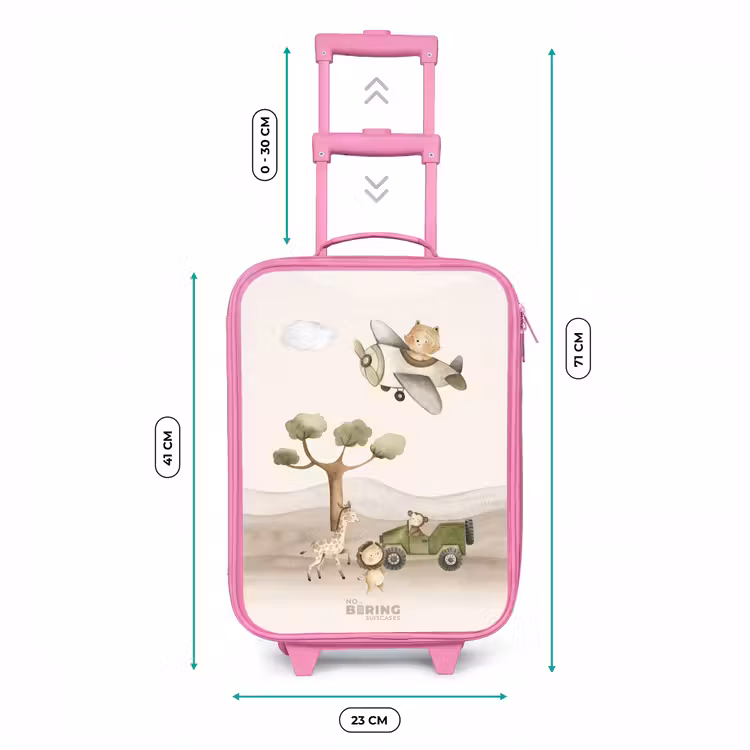 Dieren op safari Kinderkoffer - Roze klein -productfoto_formaten