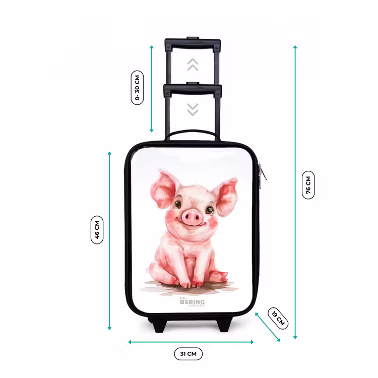 Roze baby varken Kinderkoffer - Zwart klein -productfoto_formaten